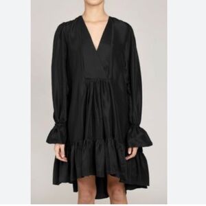 Azeeza Thistle Poplin Smock Mini Dress Black/ Small